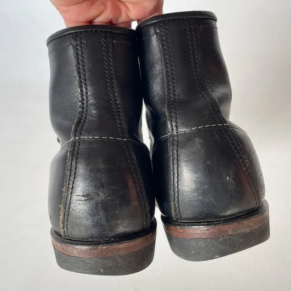 RED WING Beckman 9015 Black Leather Moc Toe Boots / US 8.5 / USA Discontinued